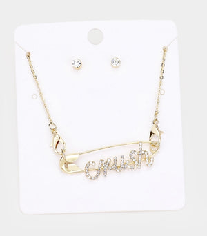 Crushing on you pin necklace