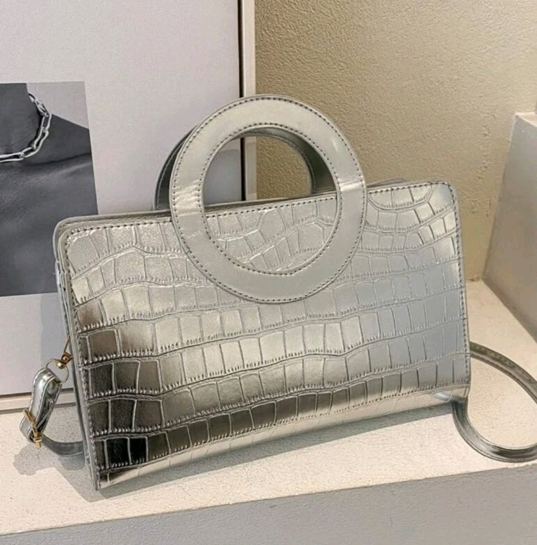 Metallic Croc Handbag
